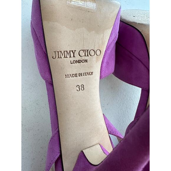 Jimmy Choo Womens Lola Orchid Suede Peep Toe Platform Pump Heels Size 38 - Picture 9 of 10